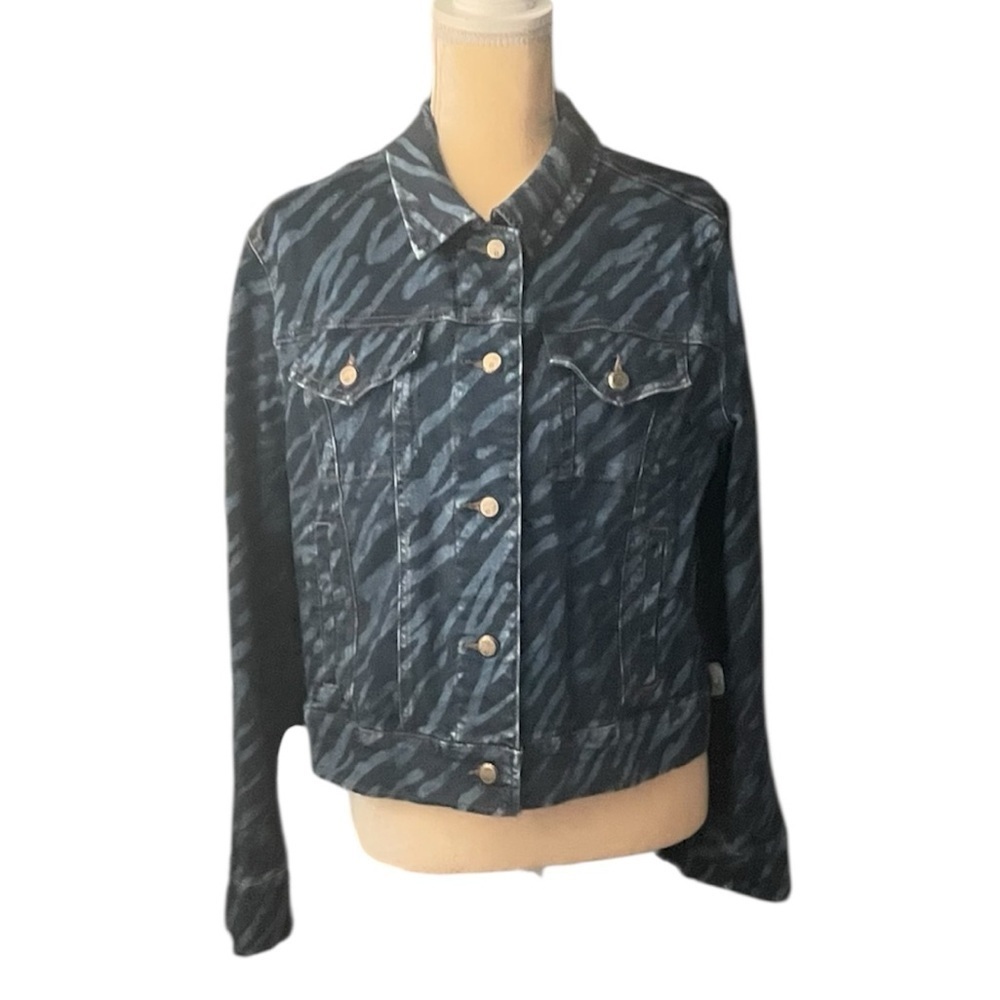 G by Giuliana Denim Jacket with Laser Print Sz M